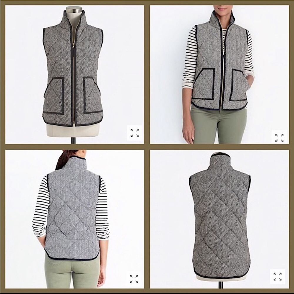 J Crew Herringbone Puffer Vest
